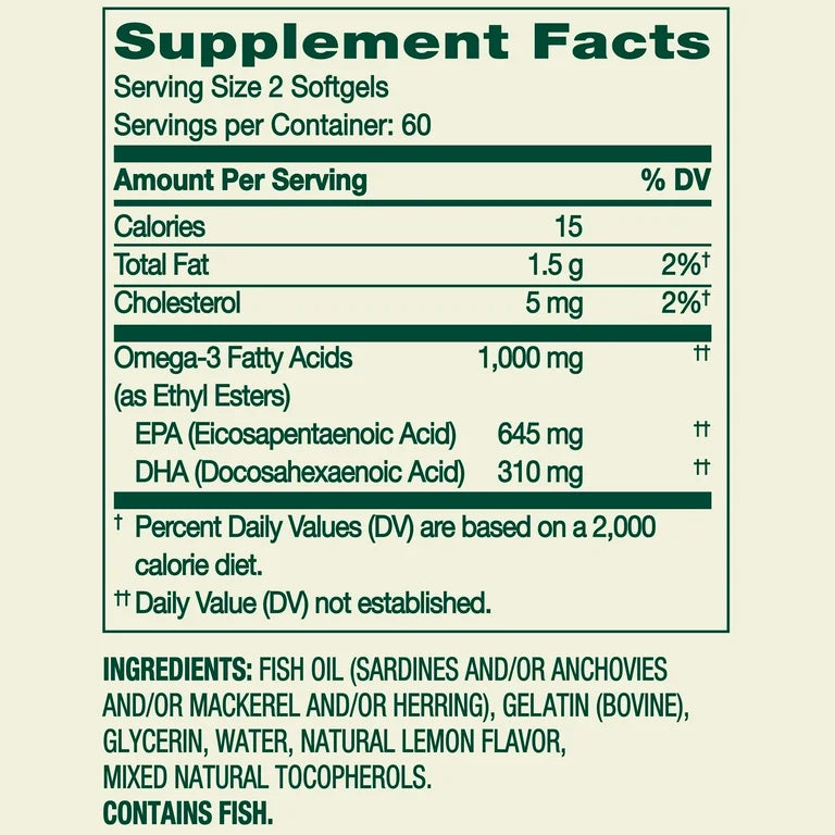 Spring Valley Proactive Support Omega-3 Mini à base d'huile de poisson, 1000 mg, 120 softgels