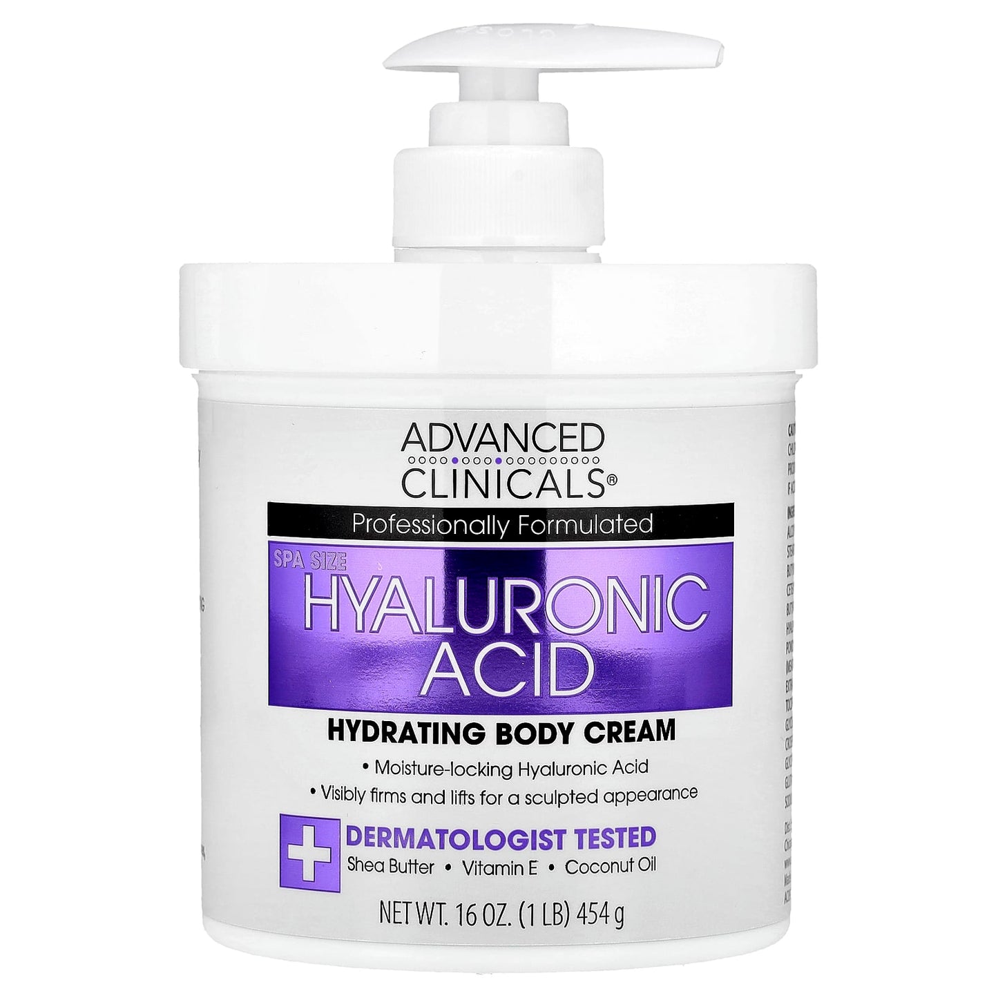 Advanced Clinicals Acide hyaluronique, Crème hydratante pour le corps, 454 g