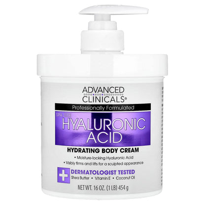 Advanced Clinicals Acide hyaluronique, Crème hydratante pour le corps, 454 g