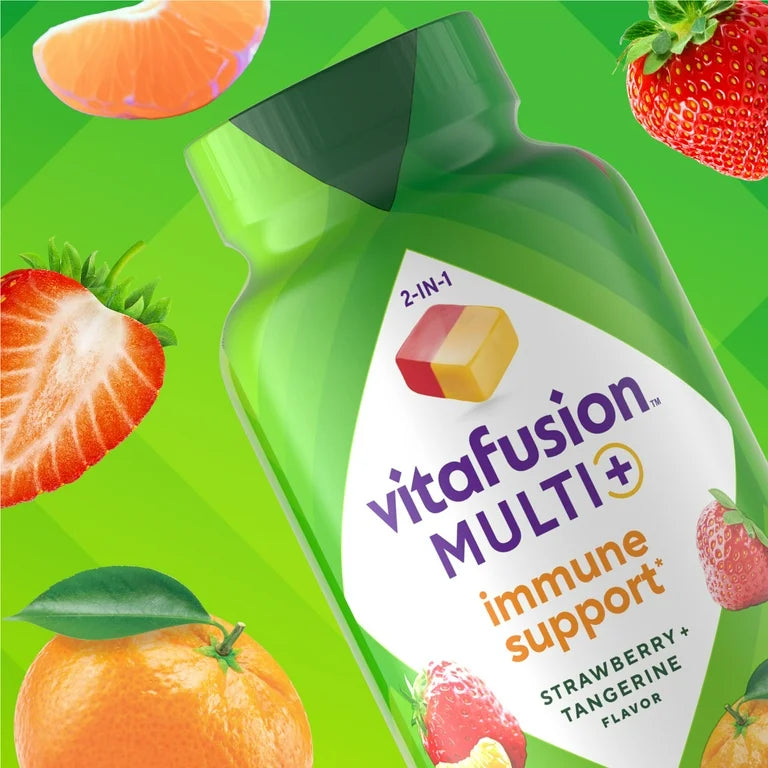 Vitafusion Multi+ Immune Support | 2-in-1 benefits and flavors | Adult Gummy Vitamins with Vitamin C, Zinc, Multivitamins, 90 Gummies