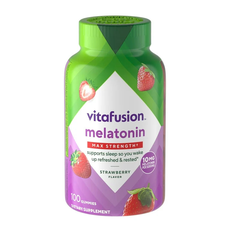 Vitafusion Melatonine | Gummies pour le sommeil, force maximale, goût fraise, 100 gummies