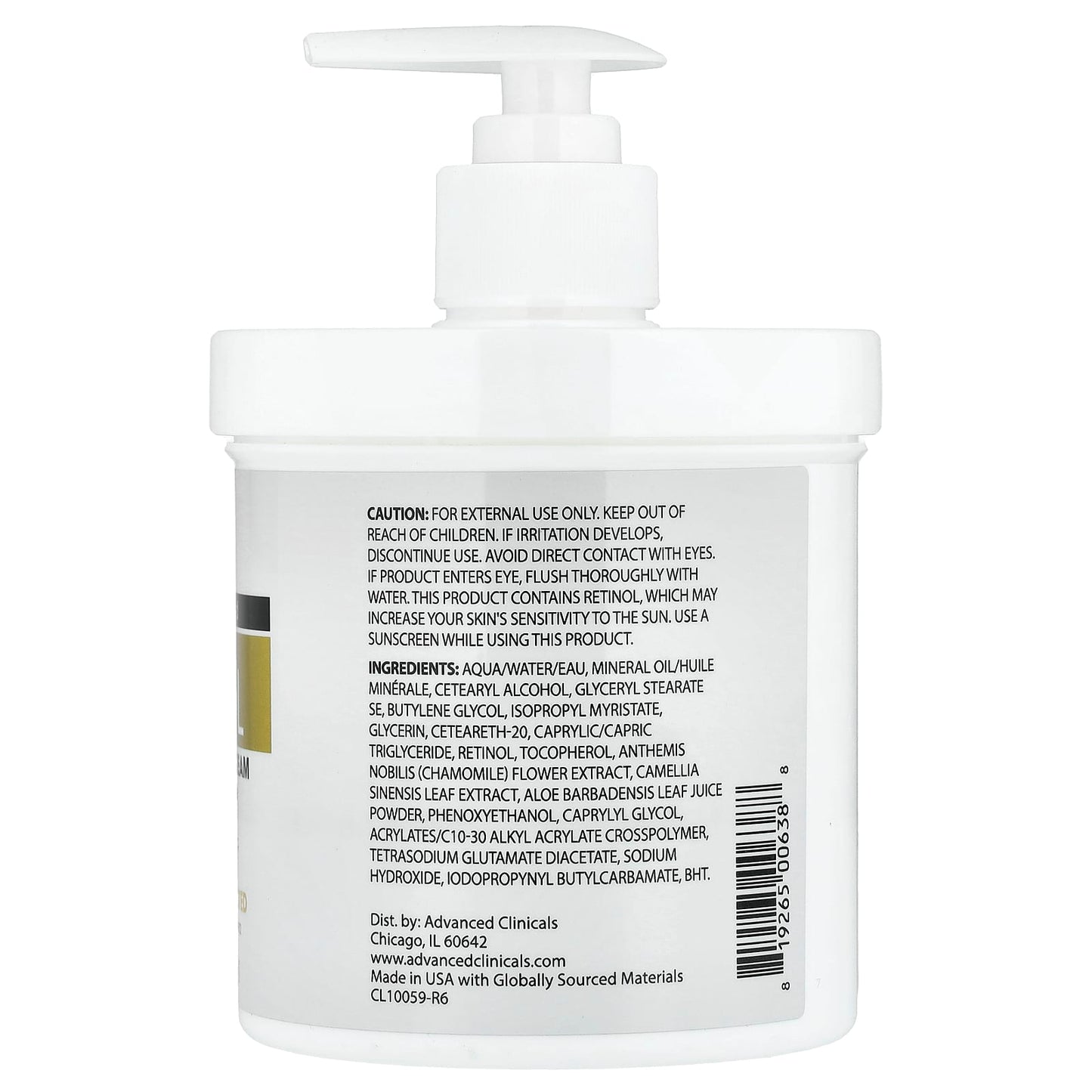 Advanced Clinicals Retinol, Advanced Firming Cream, 454 Grams