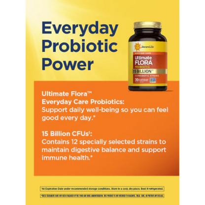 Renew Life Ultimate Flora Everyday Care Probiotic 15 Billion
30 gélules à libération prolongée