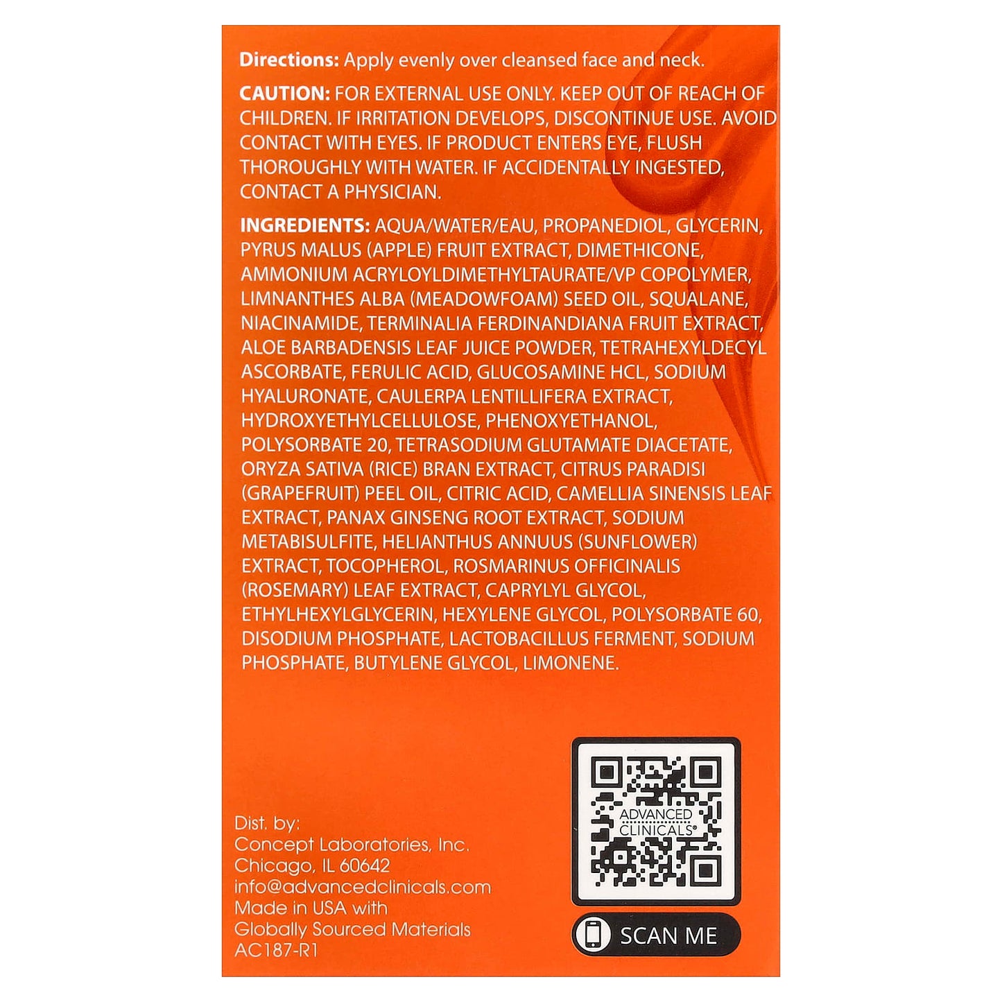 Advanced Clinicals Gel-crème illuminateur, Vitamine C, 74 ml