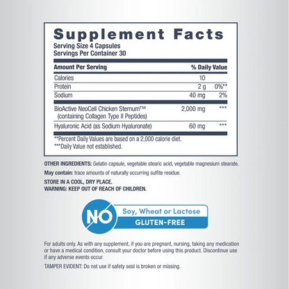 NeoCell Joint Complex Type 2 Collagen + Hyaluronic Acid, 120 Capsules