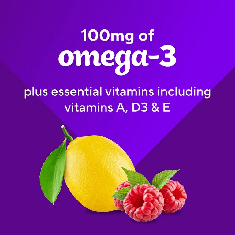 Vitafusion Oméga 3 EPA/DHA et ALA, goût limonade à la framboise, 120 gummies