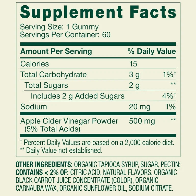 Spring Valley Apple Cider Vinegar Gummies, 60 gummies