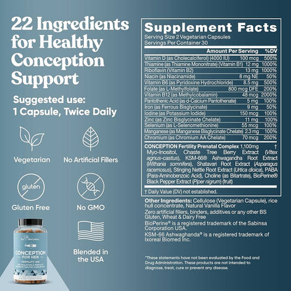 Eu Natural Conception For Her, Fertility Aid & Multi, 60 gélules