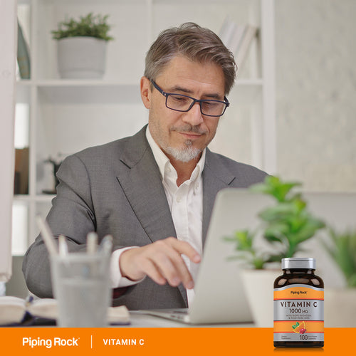 PipingRock Vitamin C + Rose Hips, 1000mg, 100 Tablets
