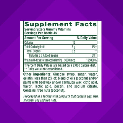 Vitafusion Vitamines B12 gummies extra forts, saveur cerise, 90 unités