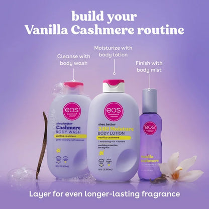 Eos Shea Better, Gel douche au cachemire, Vanille et cachemire, 473 ml