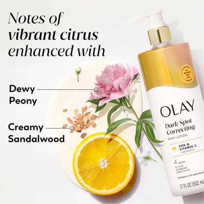 Olay Dark Spot Correcting Body Lotion with AHA, Vitamin C, and Niacinamide, 500ml, Exfoliating Body Lotion