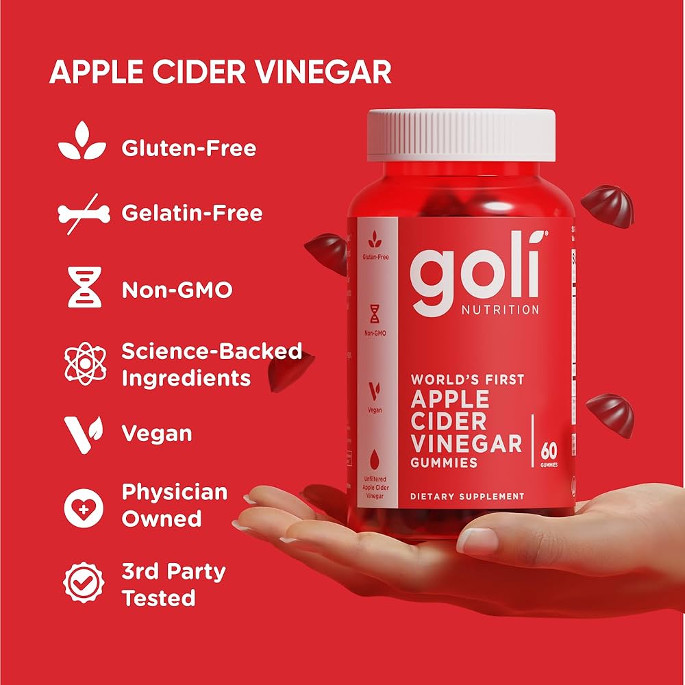 Goli Vinaigre de cidre gummies - enrichies en vitamine B12, betterave et grenade - 60 gummies