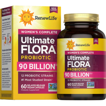 RenewLife Ultimate Flora Women's Complete Probiotics | Probiotiques pour femmes | 90 Billion, 60 gélules à libération prolongée