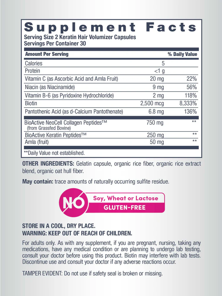 NeoCell Kératine Volumisant capillaire, 60 gélules