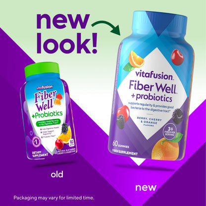 Vitafusion Fiber Well + Probiotic | Probiotics and Fiber, 60 Gummies