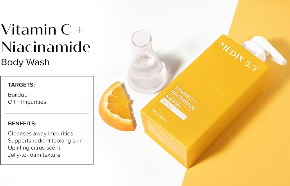 Medix 5.5, Gel douche Éclat radieux, Vitamine C + Niacinamide, 444 ml