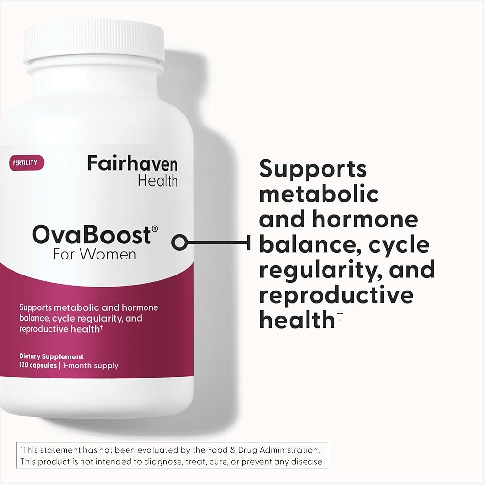 FairHaven Health Ovaboost Fertility Supplement for Women | Myo-inositol, Folic Acid | Prenatal Vitamin for Natural Fertility | 120 Capsules