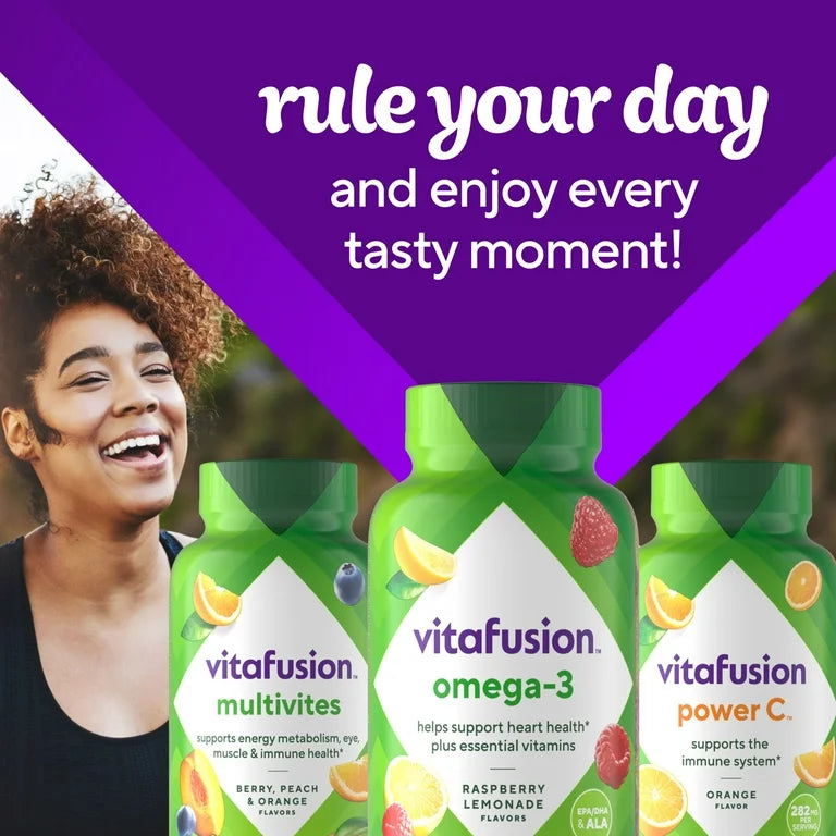 Vitafusion Oméga 3 EPA/DHA et ALA, goût limonade à la framboise, 120 gummies