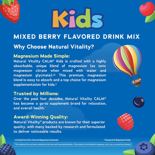 Natural Vitality CALM Kids Magnesium en poudre, goût baies, 16 oz (170 grammes)