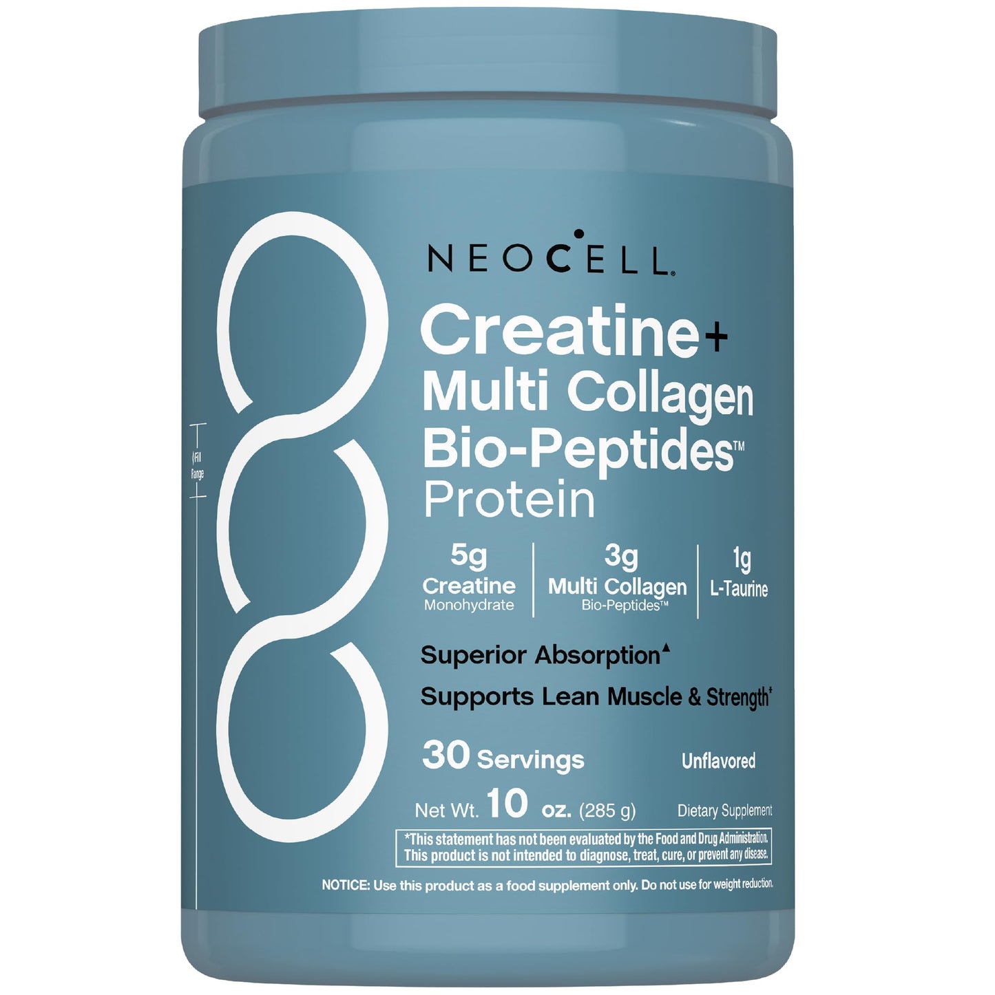 NeoCell Creatine + Multi Collagen | 10 types of collagen | 5g Creatine, 3g Collagen & 1g L-Taurine | 285 grams