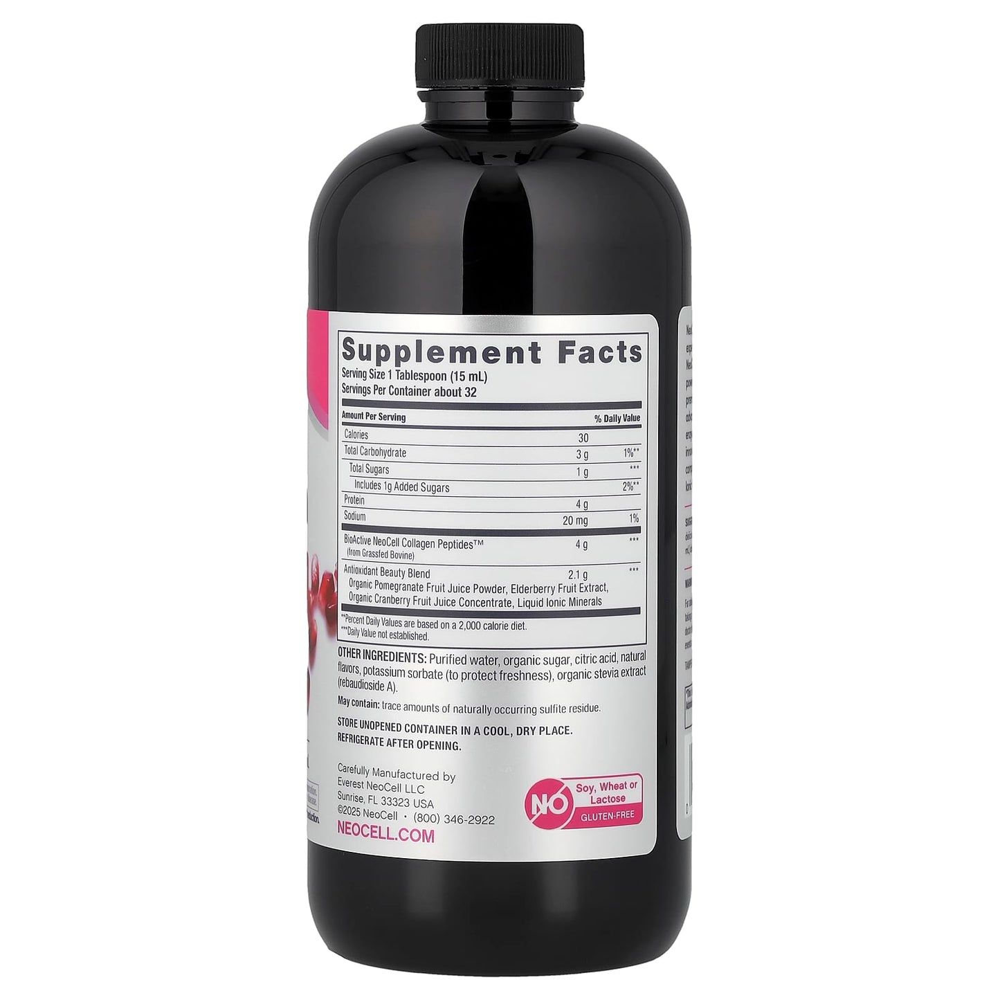 NeoCell Collagène liquide, goût grenade, 473 ml