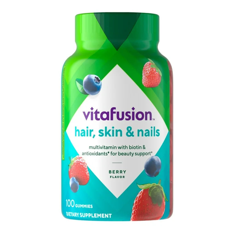 Vitafusion Hair Skin Nails gummies | vitamines pour cheveux, peau et ongles, avec biotine et antioxydants, 100 gummies