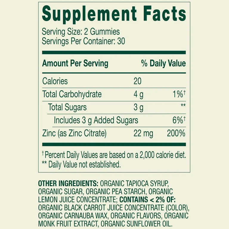 Spring Valley Zinc Gummies for Immune Support, Grapefruit Flavored, 22 mg, 60 Gummies