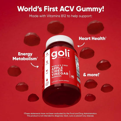 Goli Vinaigre de cidre gummies - enrichies en vitamine B12, betterave et grenade - 60 gummies