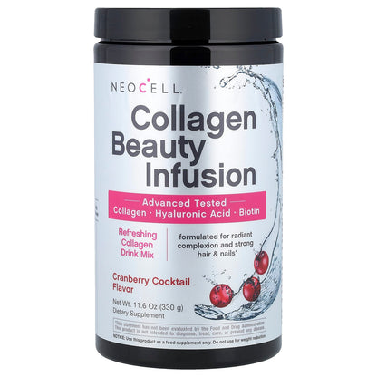 Neocell Collagen Powder Beauty Infusion with Hyaluronic Acid & Biotin, Cranberry Cocktail Flavor, 258 g