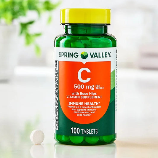 Spring Valley Vitamine C 500 mg avec huile de rose musquée, 100 comprimés