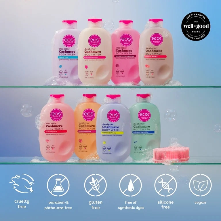 Eos Shea Better, Gel douche au cachemire, Vanille et cachemire, 473 ml