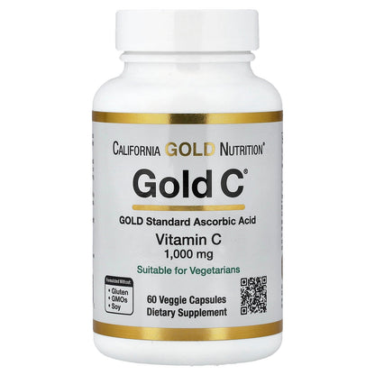 California Gold Nutrition, Gold C®, vitamine C de qualité USP, 1 000 mg, 60 gélules