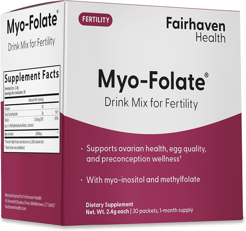 Fairhaven Health Myo-Inositol + Methyl Folate Powder - Ovarian Health & Egg Quality - 30 Sachets