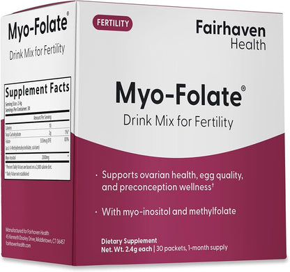 Fairhaven Health Myo-Inositol + Methyl Folate Powder - Ovarian Health & Egg Quality - 30 Sachets