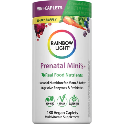 Rainbow Light Prenatal Multi Mini's + | Vitamines Prénatales | Real Food Nutrients, 180 Mini Comprimés