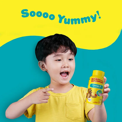 Lil Critters Omega-3 Kids Gummies, 3 Fatty Acids, DHA, EPA & ALA, Delicious Citrus Flavors, 120 Gummies
