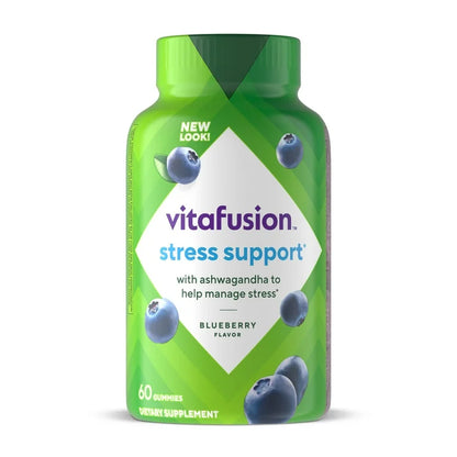 Vitafusion à l'ashwagandha pour le soutien du stress, 125 mg, saveur myrtille, 60 gummies