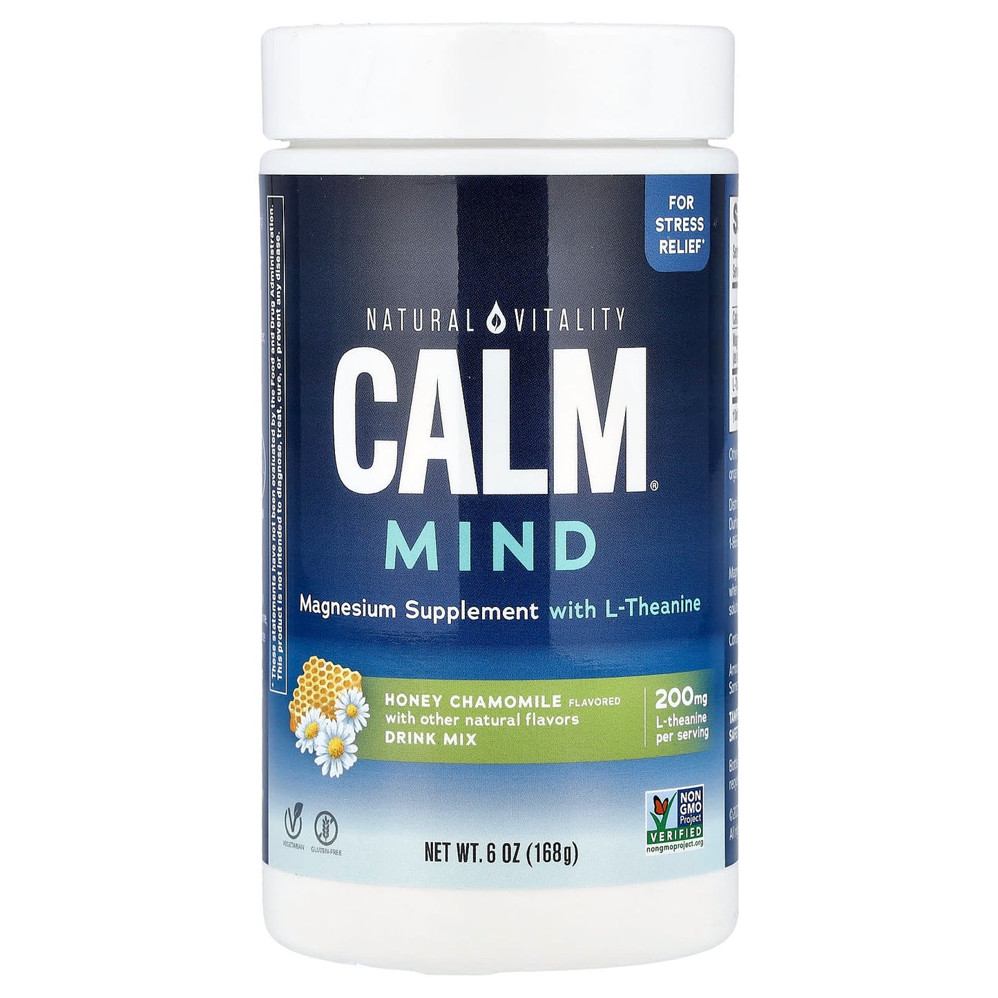 Natural Vitality CALM MIND Magnésium Citrate + L-Theanine en poudre, avec Miel et Chamomile, 168 grammes
