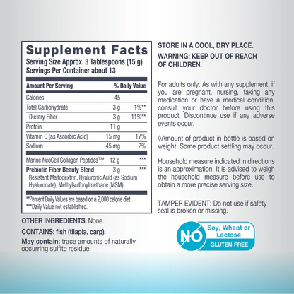 Neocell, Peptides de collagène marin + acide hyaluronique, MSM et vitamine C, poudre de 200 g