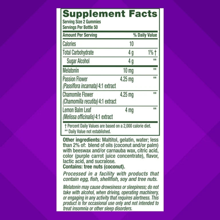 Vitafusion Melatonine | Gummies pour le sommeil, force maximale, goût fraise, 100 gummies