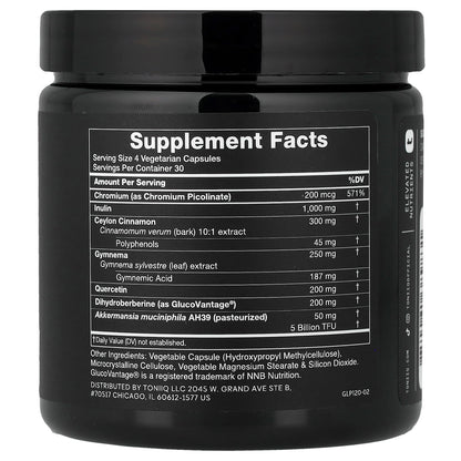 Toniiq GLP-1 Support | avec GlucoVantage® Dihydroberbérine et Akkermansia, brevetés et cliniquement étudiés | Soutien de l'appétit et de la satiété | 120 gélules