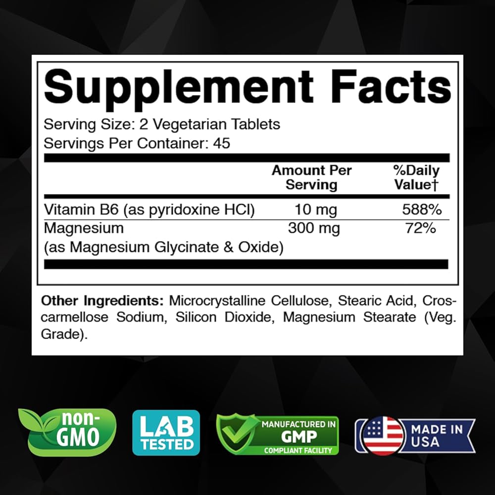 Vitabod Magnésium Glycinate + Vitamine B6|300mg de magnésium élémental, 90 gélules