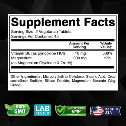 Vitabod Magnésium Glycinate + Vitamine B6|300mg de magnésium élémental, 90 gélules