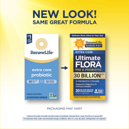 Renew Life Extra Care Ultimate Flora™ Probiotic | Probiotics, 30 Billion CFU, 30 delayed-release capsules