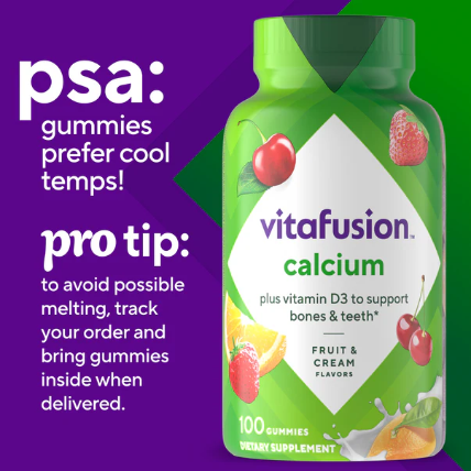 VitaFusion Calcium + Vitamin D3 gummies, Fruit & Cream, 80 Count