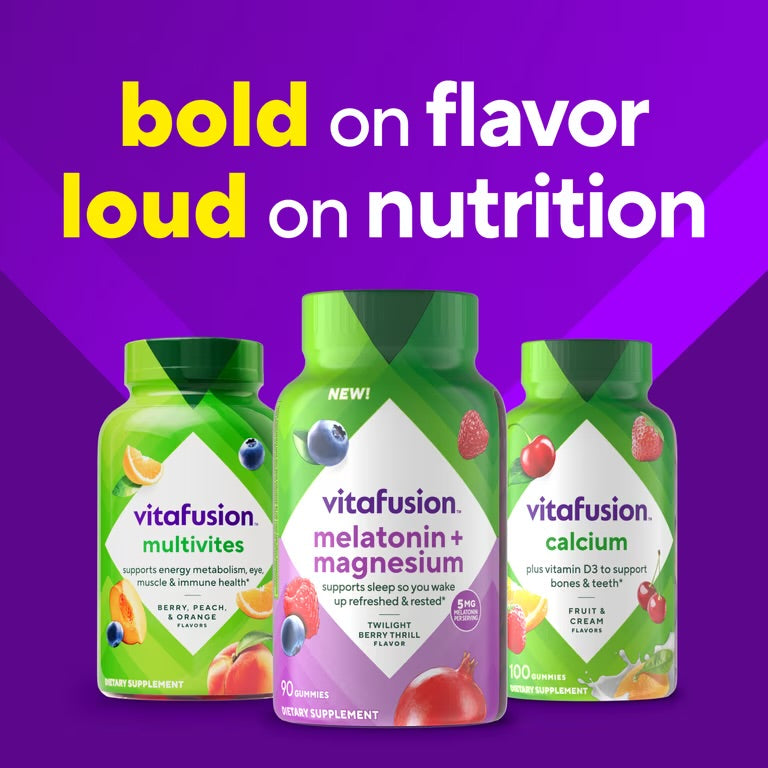 Vitafusion Mélatonine et magnésium gummies, saveur Twilight Berry Thrill, 90 unités