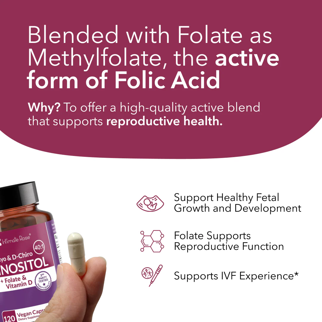 Intimate Rose Myo-Inositol & D-Chiro Inositol 40:1 + Folate & Vitamin D, 120 gélules