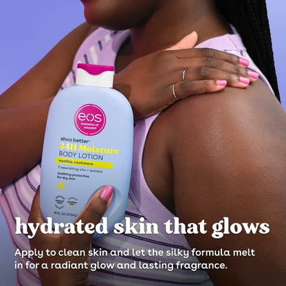 Eos Shea Better, Lotion hydratante 24h pour le corps, Vanille et cachemire, 473 ml
