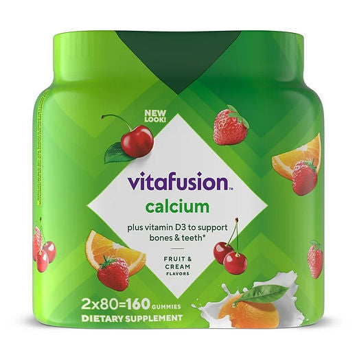 VitaFusion Calcium + Vitamin D3 gummies, Fruit & Cream, 80 Count